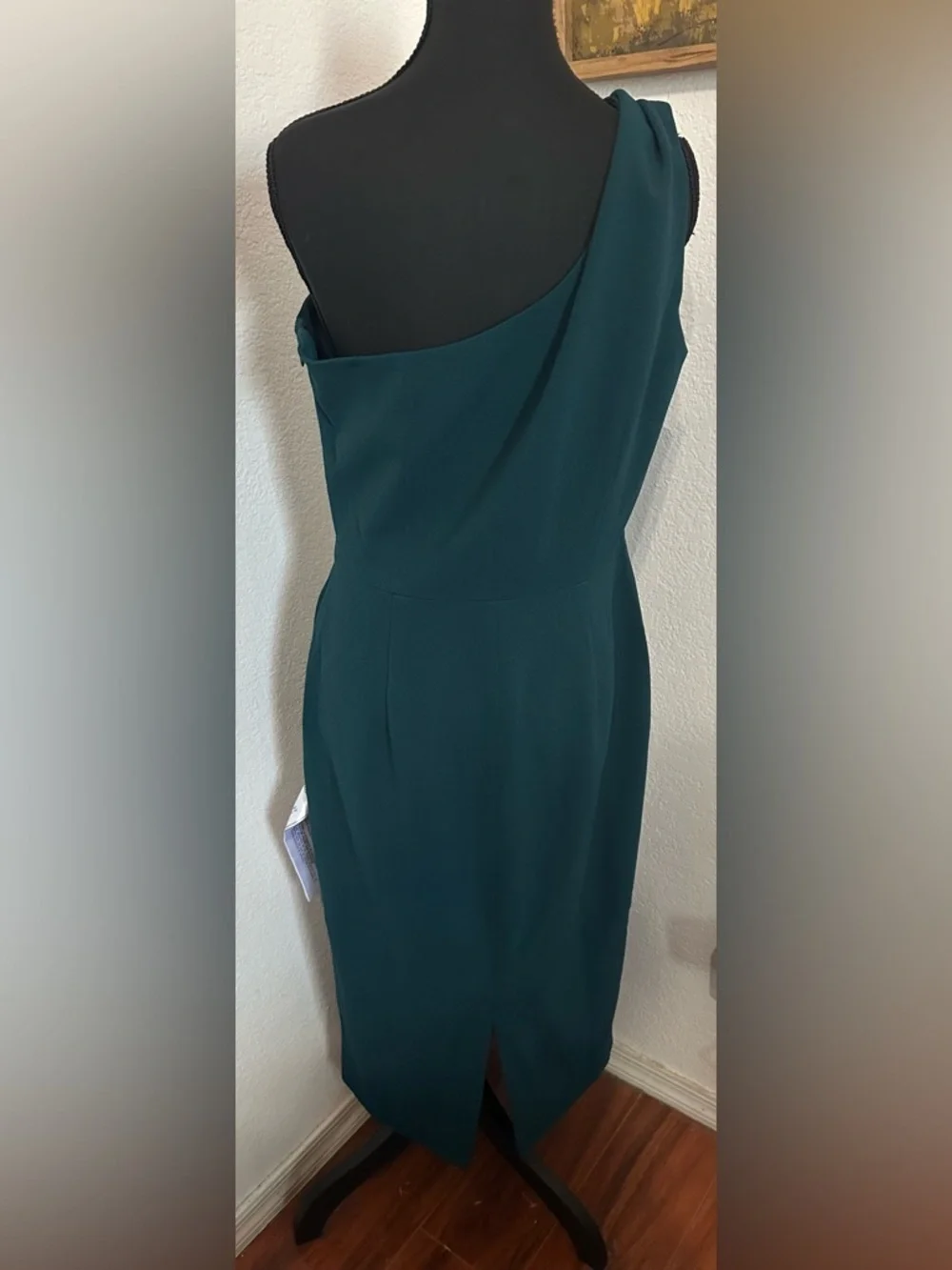 Dress the Population Tiffany One-Shoulder Pine Green Midi Dress - Size L NWT